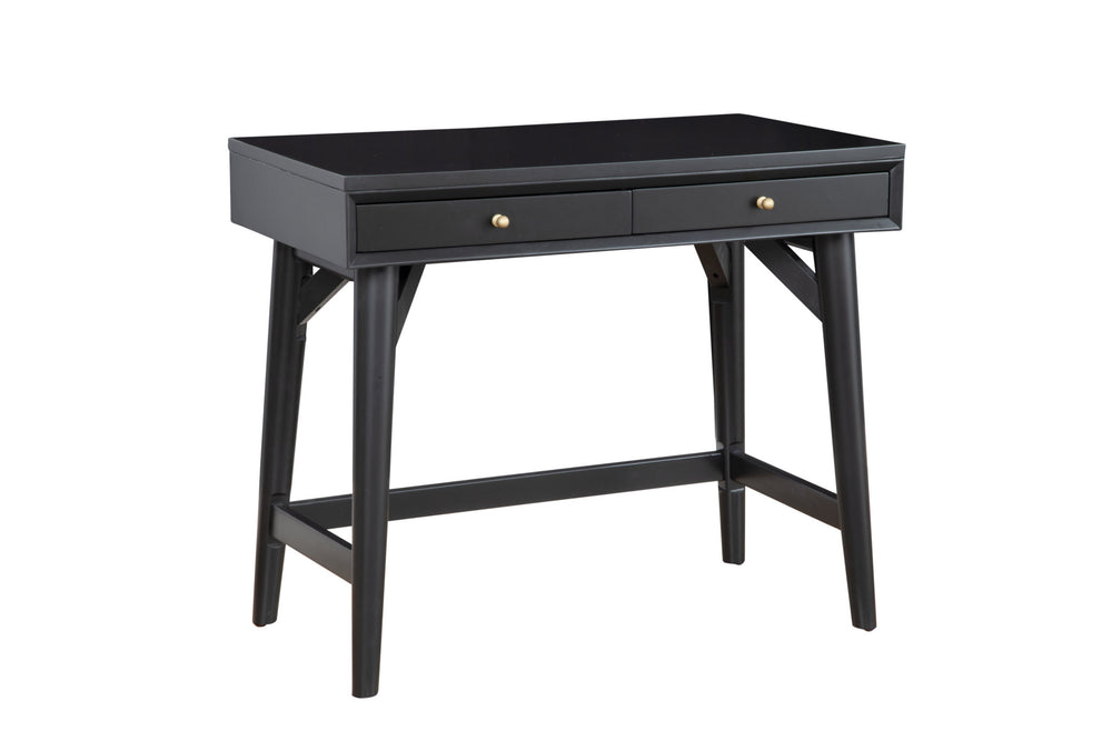 Homeroots 36" Black Solid Wood Writing Desk With Two Drawers   524096
