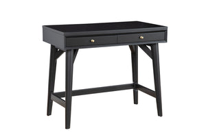 Homeroots 36" Black Solid Wood Writing Desk With Two Drawers   524096