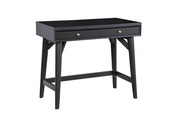Homeroots 36" Black Solid Wood Writing Desk With Two Drawers   524096