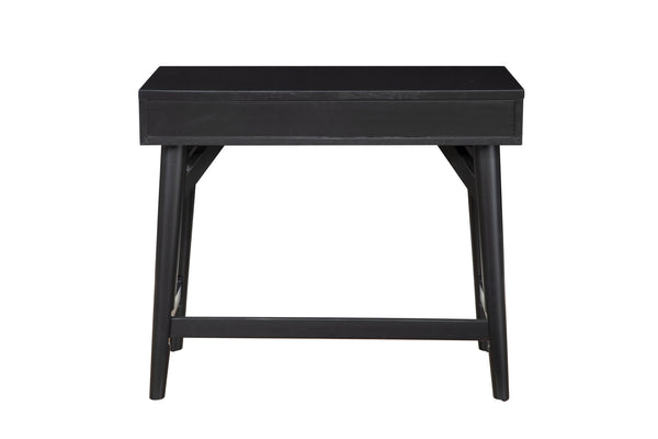 Homeroots 36" Black Solid Wood Writing Desk With Two Drawers   524096