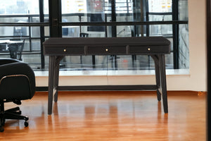 Homeroots 52" Black Solid Manufactured Wood Writing Desk With Three Drawers   524097