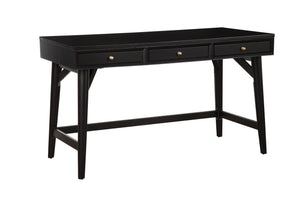 Homeroots 52" Black Solid Manufactured Wood Writing Desk With Three Drawers   524097