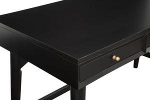 Homeroots 52" Black Solid Manufactured Wood Writing Desk With Three Drawers   524097
