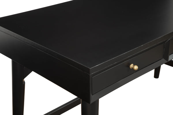 Homeroots 52" Black Solid Manufactured Wood Writing Desk With Three Drawers   524097