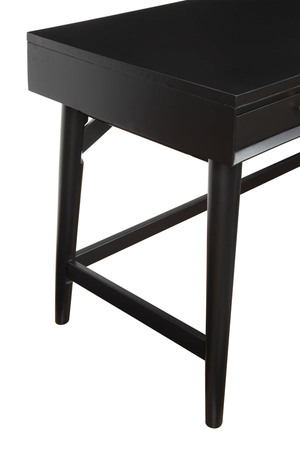 Homeroots 52" Black Solid Manufactured Wood Writing Desk With Three Drawers   524097