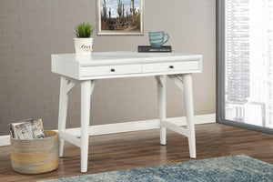Homeroots 36" White Solid Manufactured Wood Writing Desk With Two Drawers   524098