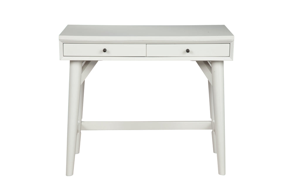 Homeroots 36" White Solid Manufactured Wood Writing Desk With Two Drawers   524098