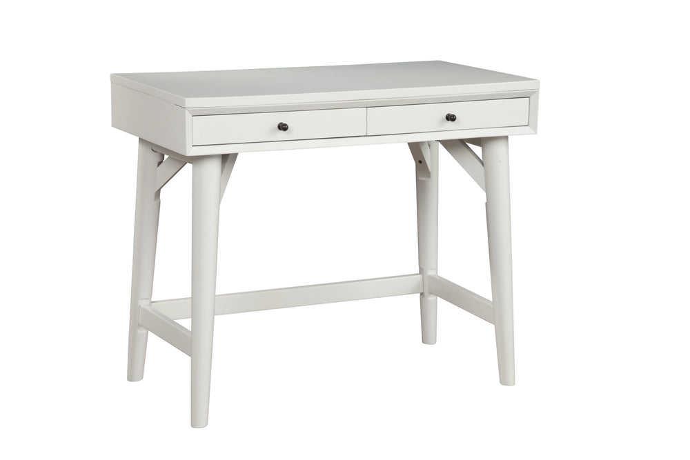 Homeroots 36" White Solid Manufactured Wood Writing Desk With Two Drawers   524098