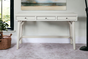 Homeroots 52" White Solid Manufactured Wood Writing Desk With Three Drawers   524099