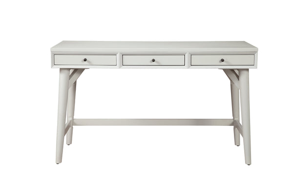 Homeroots 52" White Solid Manufactured Wood Writing Desk With Three Drawers   524099