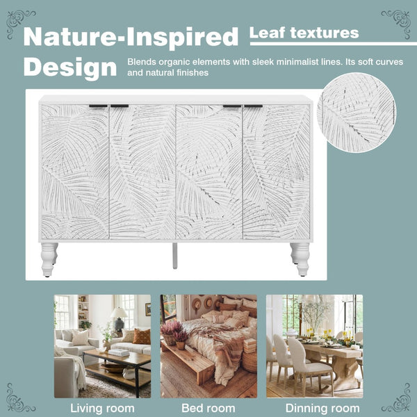 English Elm Vibe 47.2'' Modern Tv Stand - Stylish Media Console With Spacious Storage & Solid Wood Legs For Safety N724P233372K-GIGA