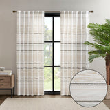 INK+IVY Nea Modern/Contemporary Cotton Printed Curtain Panel with tassel trim and Lining II40-1184 Off White/Gray