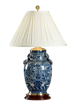 Wildwood Flowers Hand-Painted Porcelain Lamp With Mahogany Base, 35" Floral Accent Light For Living Rooms 5241