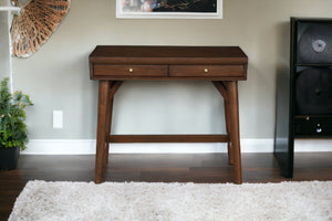 Homeroots 36" Brown Solid Manufactured Wood Writing Desk With Two Drawers   524100