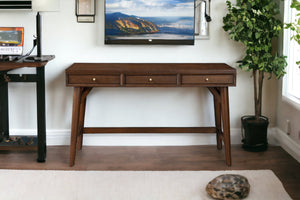 Homeroots 52" Brown Solid Manufactured Wood Writing Desk With Three Drawers   524101