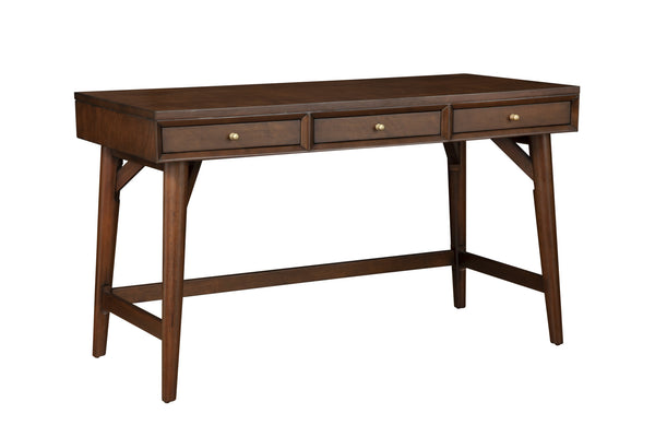 Homeroots 52" Brown Solid Manufactured Wood Writing Desk With Three Drawers   524101