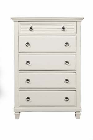 Homeroots 38" White Solid Wood Five Drawer Chest  Solid Wood 524102