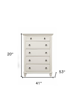 Homeroots 38" White Solid Wood Five Drawer Chest  Solid Wood 524102