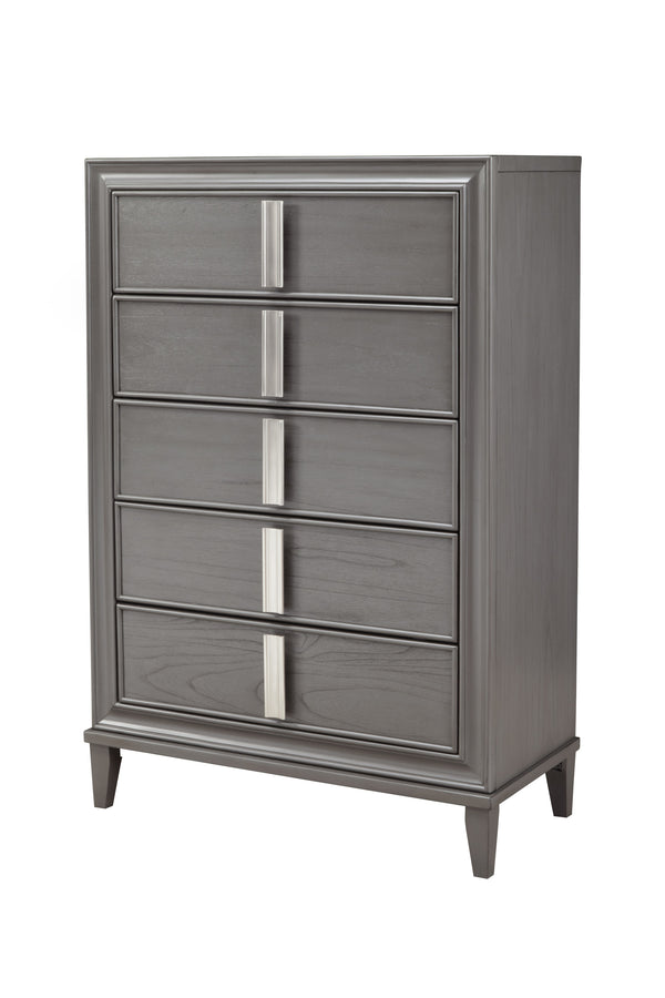 Homeroots 38" Gray Solid Wood Five Drawer Chest  Solid Wood 524103
