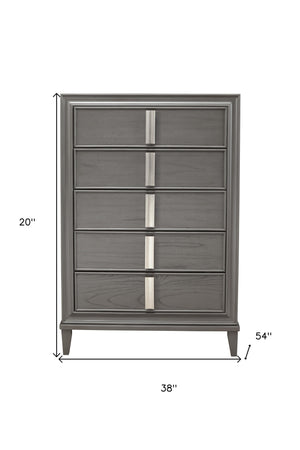 Homeroots 38" Gray Solid Wood Five Drawer Chest  Solid Wood 524103