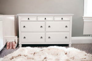 Homeroots 62" White Solid Wood Seven Drawer Double Dresser  Solid Wood 524108
