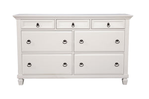 Homeroots 62" White Solid Wood Seven Drawer Double Dresser  Solid Wood 524108