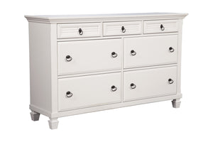 Homeroots 62" White Solid Wood Seven Drawer Double Dresser  Solid Wood 524108