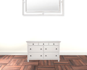 Homeroots 62" White Solid Wood Seven Drawer Double Dresser  Solid Wood 524108