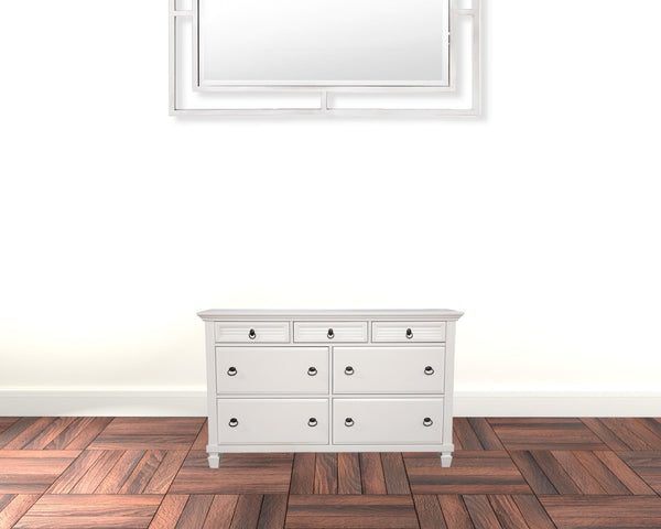Homeroots 62" White Solid Wood Seven Drawer Double Dresser  Solid Wood 524108