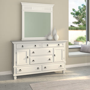 Homeroots 62" White Solid Wood Six Drawer Double Dresser  Solid Wood 524109