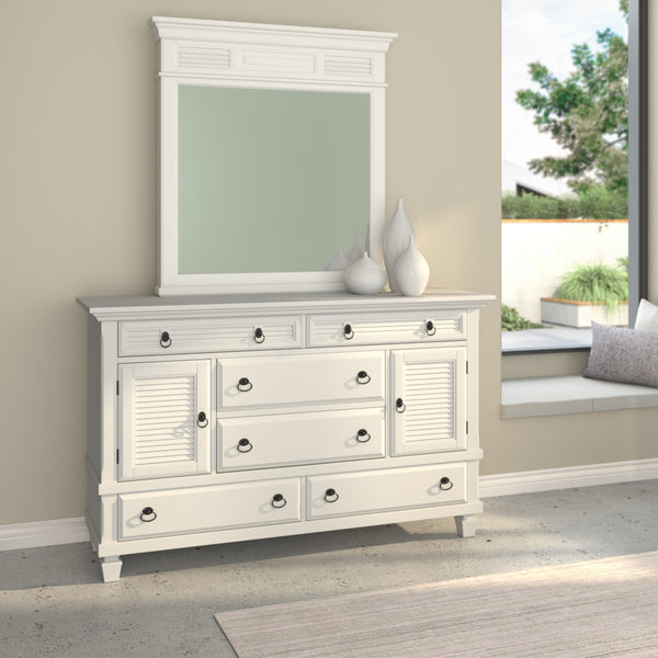 Homeroots 62" White Solid Wood Six Drawer Double Dresser  Solid Wood 524109