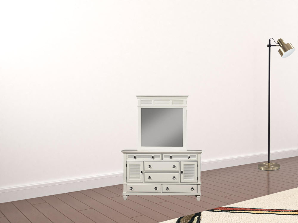 Homeroots 62" White Solid Wood Six Drawer Double Dresser  Solid Wood 524109