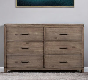 Homeroots 60" Gray Solid Wood Six Drawer Double Dresser  Solid Wood 524110