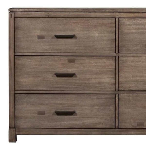 HomeRoots 60" Gray Solid Wood Six Drawer Double Dresser – Timeless Storage Solution for Modern and Rustic Spaces 524110