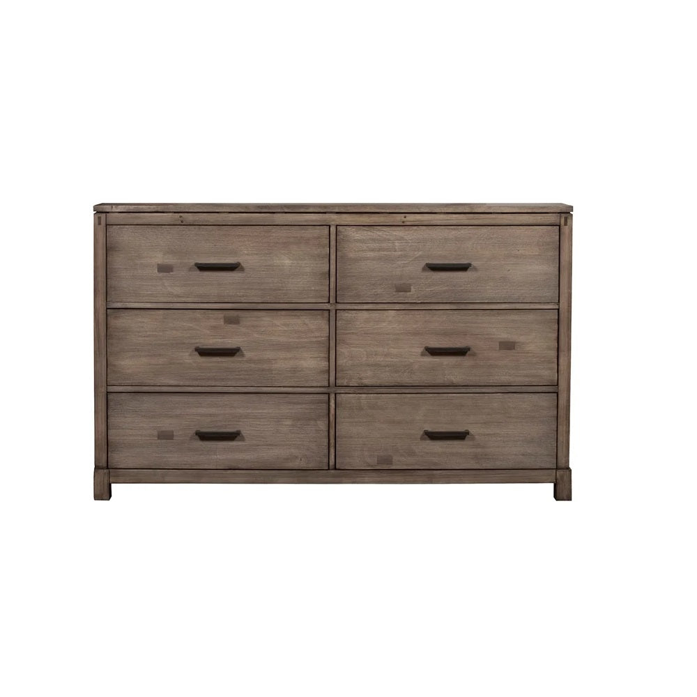 Homeroots 60" Gray Solid Wood Six Drawer Double Dresser  Solid Wood 524110