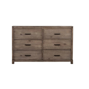 Homeroots 60" Gray Solid Wood Six Drawer Double Dresser  Solid Wood 524110