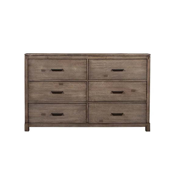 Homeroots 60" Gray Solid Wood Six Drawer Double Dresser  Solid Wood 524110