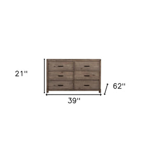 Homeroots 60" Gray Solid Wood Six Drawer Double Dresser  Solid Wood 524110