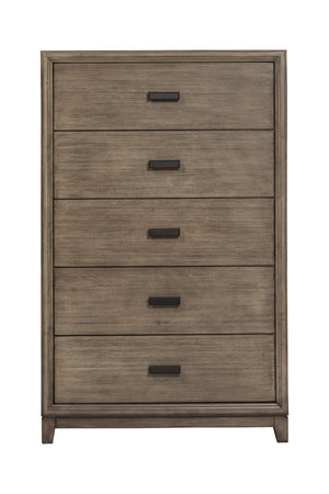 Homeroots 32" Gray Solid Wood Five Drawer Chest  Solid Wood 524113