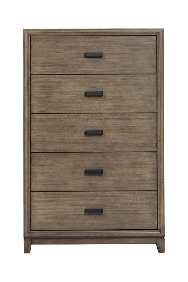 Homeroots 32" Gray Solid Wood Five Drawer Chest  Solid Wood 524113