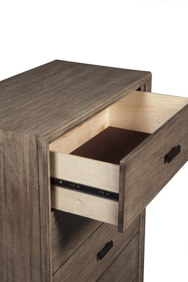 Homeroots 32" Gray Solid Wood Five Drawer Chest  Solid Wood 524113