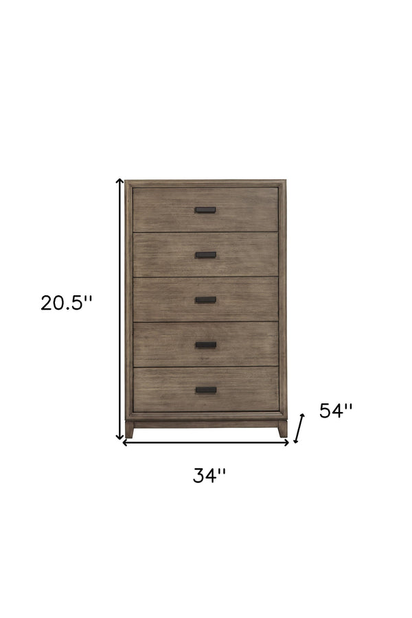 Homeroots 32" Gray Solid Wood Five Drawer Chest  Solid Wood 524113