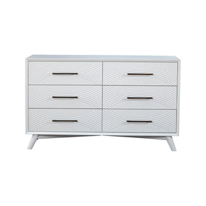 Homeroots 56" White Solid Wood Six Drawer Double Dresser  Solid Wood 524114
