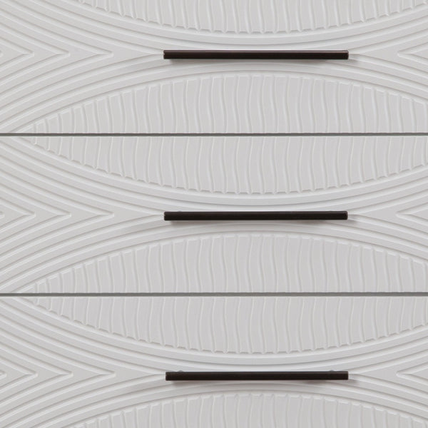 Homeroots 34" Elegant White Carved Geometric Solid Wood Dresser - Stylish, Space-saving Storage Solution!  Solid Wood 524116