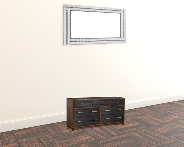 Homeroots 35" Brown And Black Solid Wood Seven Drawer Double Dresser  Solid Wood 524117