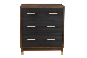 Homeroots 33" Brown And Black Solid Wood Three Drawer Chest  Solid Wood 524118