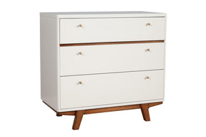 Homeroots 36" Brown And White Solid Wood Three Drawer Chest  Solid Wood 524120