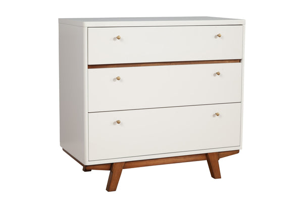 Homeroots 36" Brown And White Solid Wood Three Drawer Chest  Solid Wood 524120