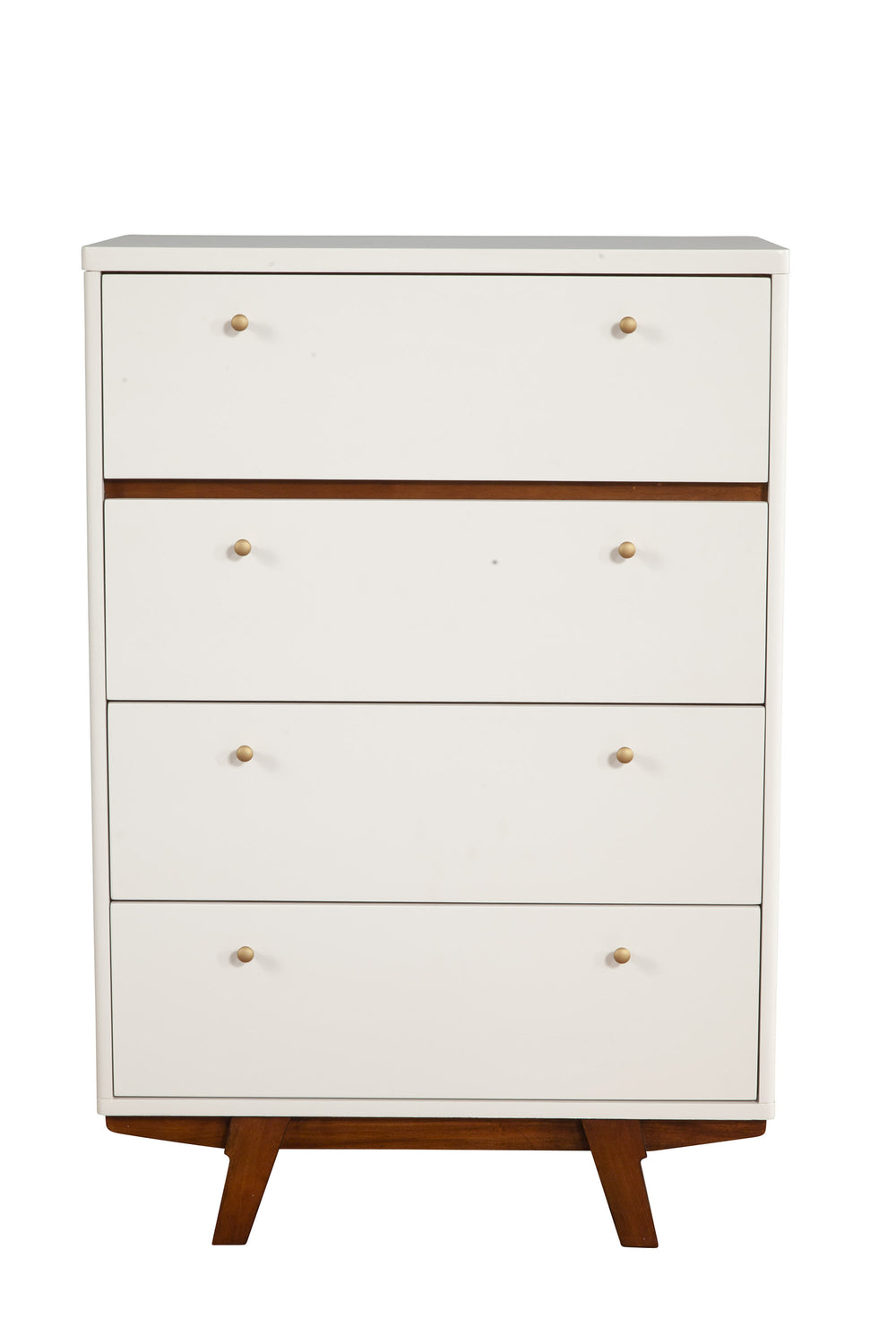 Homeroots 30" Brown And White Solid Wood Four Drawer Chest  Solid Wood 524121