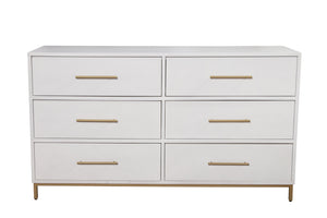 Homeroots 60" White Solid Wood Six Drawer Double Dresser  Solid Wood 524125